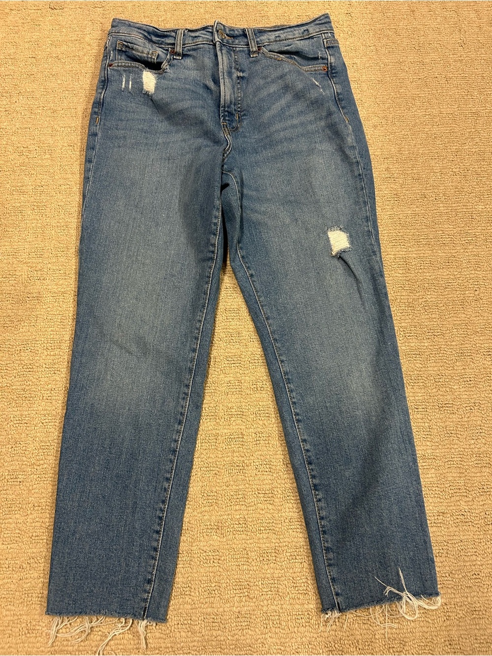 Old Navy Medium Blue Distressed Boyfriend Jeans